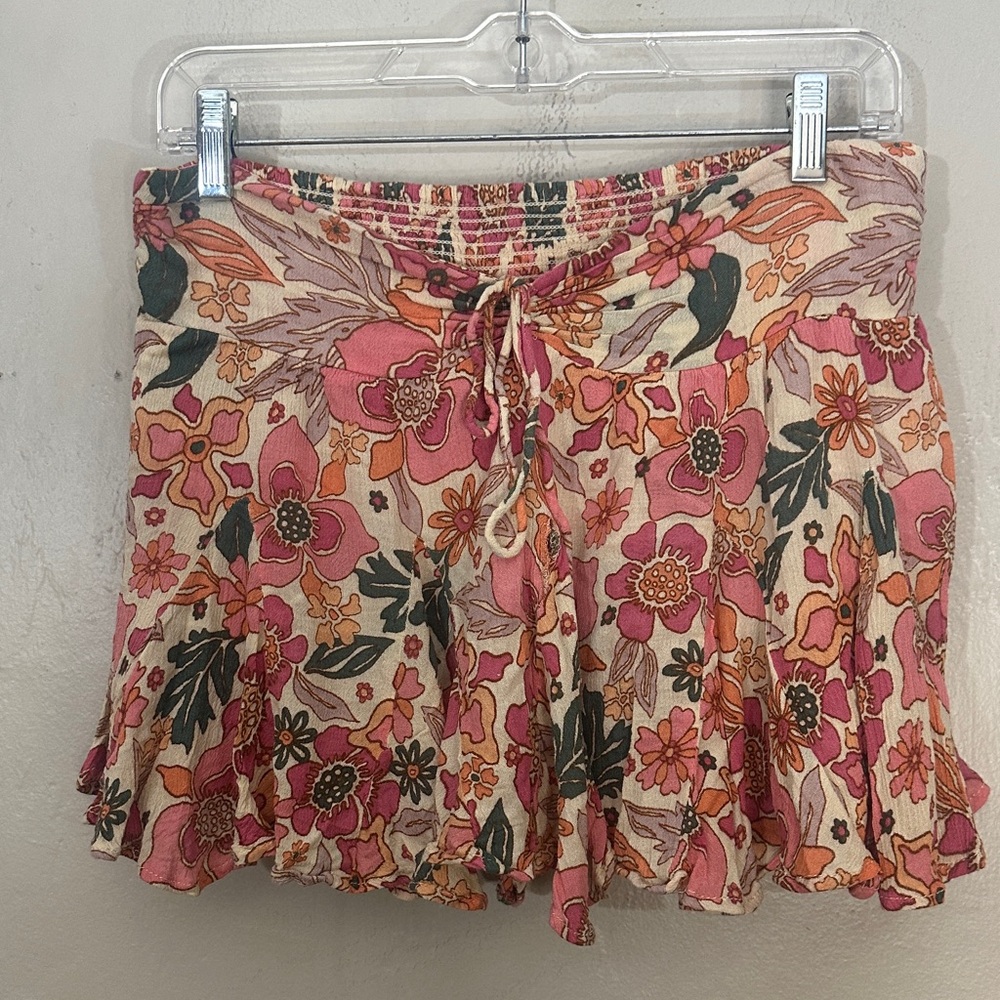 Free People Floral Print Shorts - Pink, Orange, Green